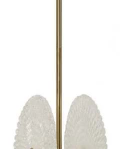 Lampe de plafond métal doré abat-jours en verre décorés reliefs