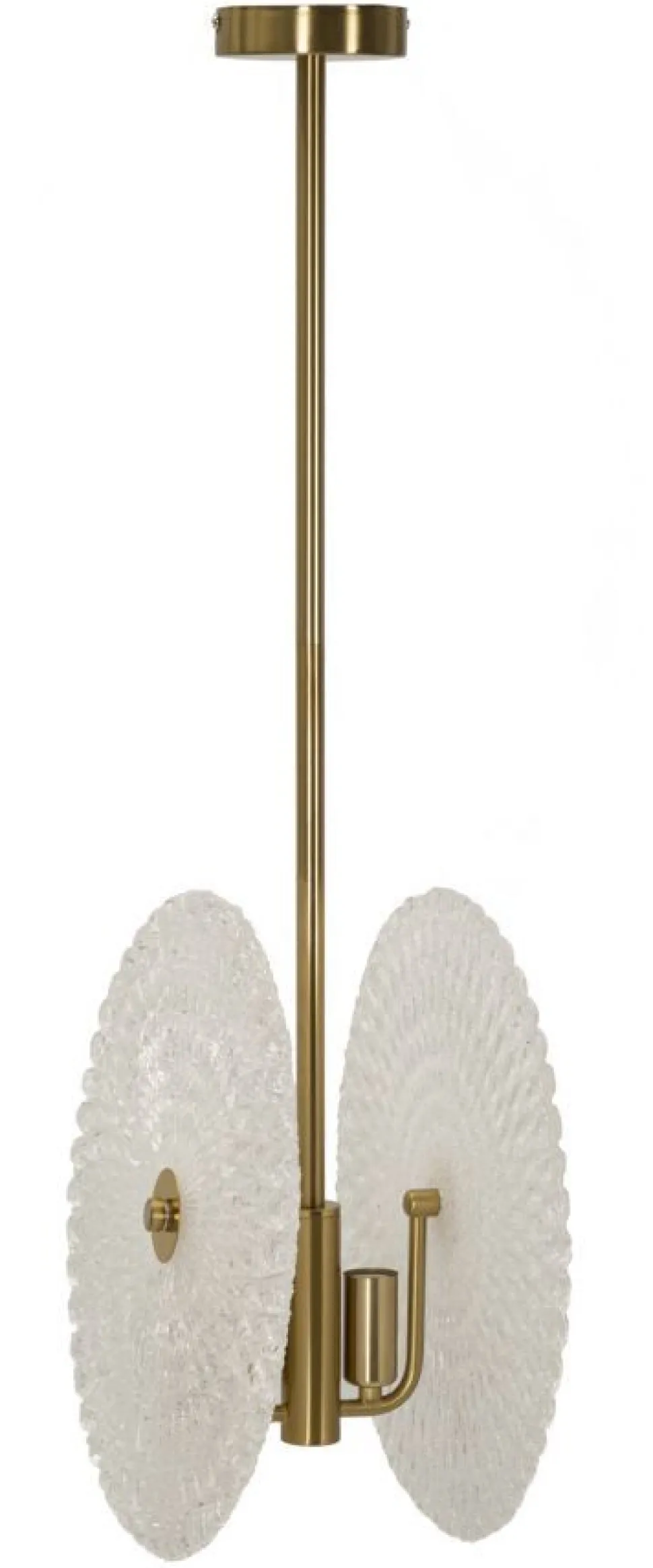 Lampe de plafond métal doré abat-jours en verre décorés reliefs