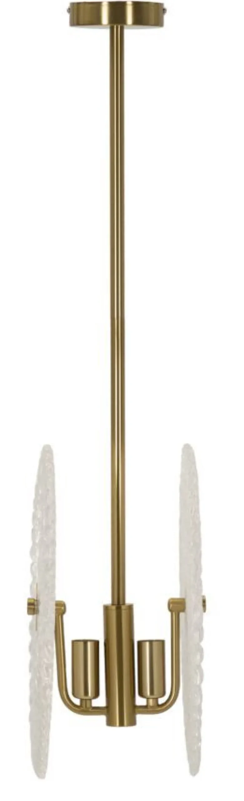 Lampe de plafond métal doré abat-jours en verre décorés reliefs