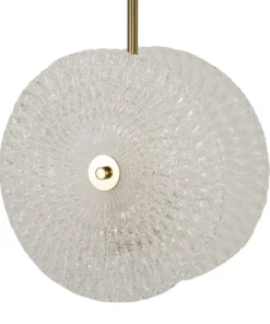 Lampe de plafond métal doré abat-jours en verre décorés reliefs