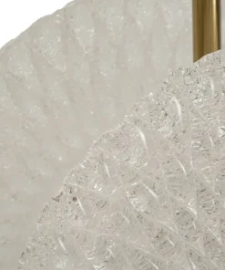 Lampe de plafond métal doré abat-jours en verre décorés reliefs