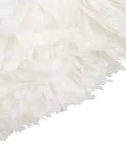 Lampe de plafond plumes synthétiques fer et plastique blanc