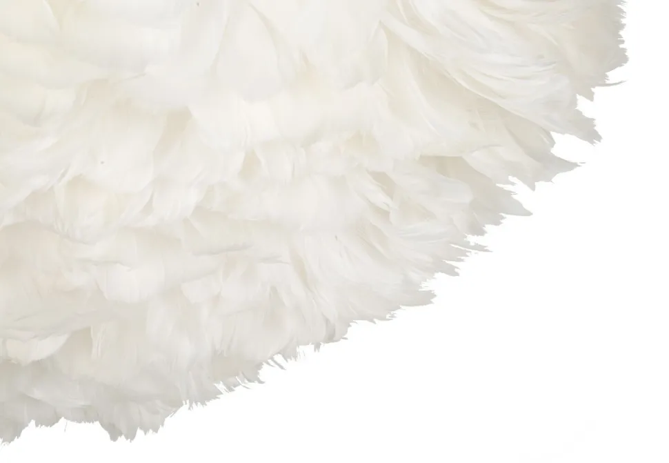 Lampe de plafond plumes synthétiques fer et plastique blanc