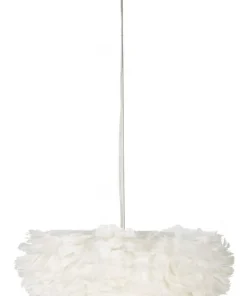 Lampe de plafond plumes synthétiques fer et plastique blanc