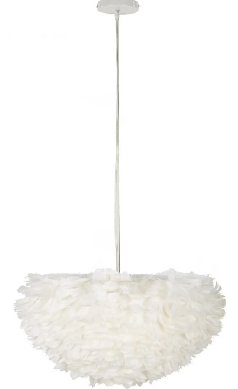 Lampe de plafond plumes synthétiques fer et plastique blanc