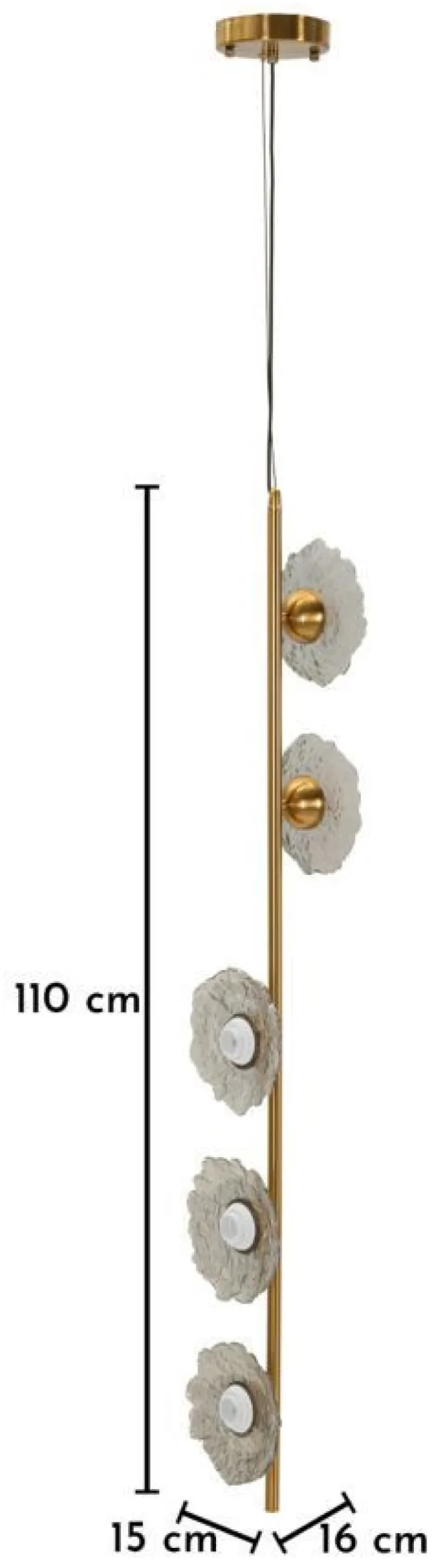 Lampe de plafond vertical Emily Verre Gris doré