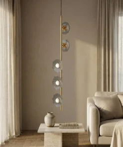 Lampe de plafond vertical Emily Verre Gris doré