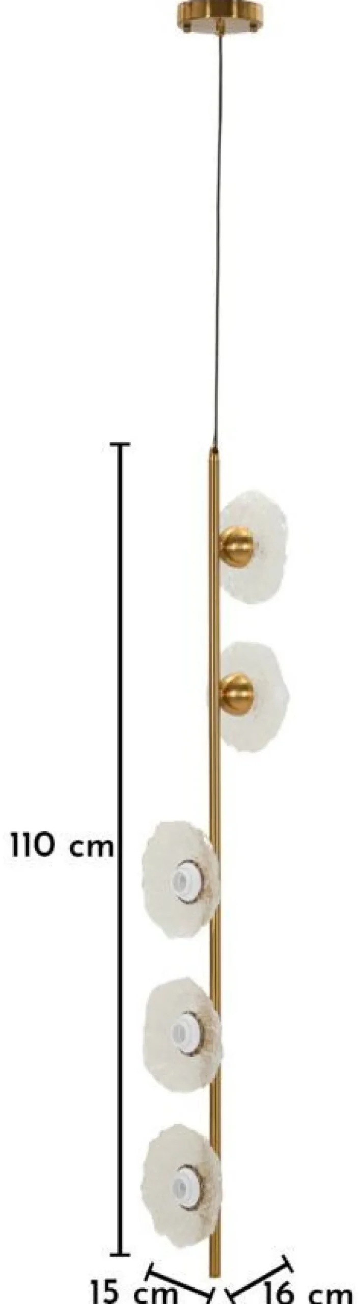 Lampe de plafond verticale Emily Verre transparent structure dorée