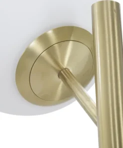 Lampe de sol à 3 lumières Glamy métal doré sphères en verre blanc