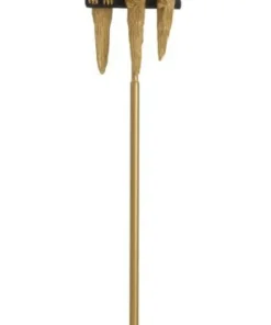 Lampe de sol dorée avec abat-jour en tissu noir et décor perroquets
