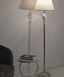 Lampe de sol Kody Métal Argent et Abat-jour Blanc