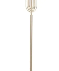 Lampe de sol Ovy métal doré abat-jour tissu rose