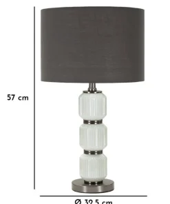 Lampe de table Bright Three Verre Blanc abat-jour Velours Gris