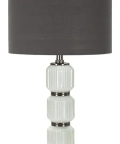 Lampe de table Bright Three Verre Blanc abat-jour Velours Gris