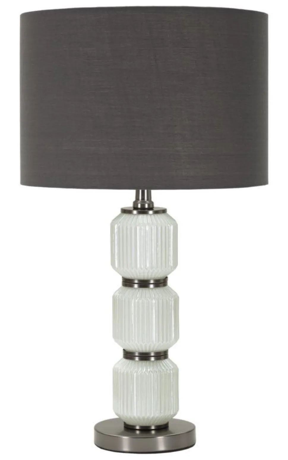 Lampe de table Bright Three Verre Blanc abat-jour Velours Gris