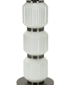 Lampe de table Bright Three Verre Blanc abat-jour Velours Gris