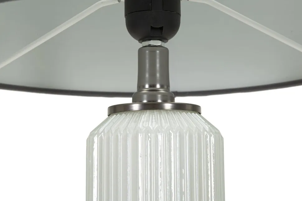 Lampe de table Bright Three Verre Blanc abat-jour Velours Gris