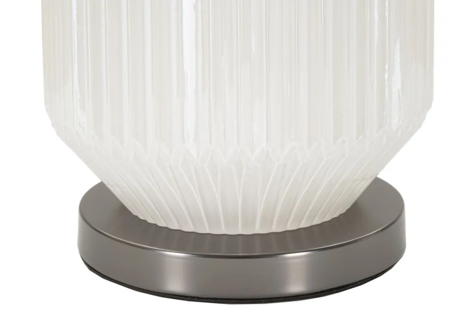 Lampe de table Brighty Verre Blanc abat-jour Velours Gris