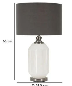 Lampe de table Brighty Verre Blanc abat-jour Velours Gris