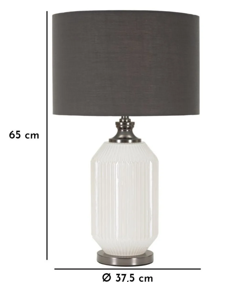 Lampe de table Brighty Verre Blanc abat-jour Velours Gris