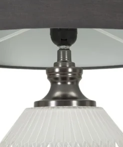 Lampe de table Brighty Verre Blanc abat-jour Velours Gris