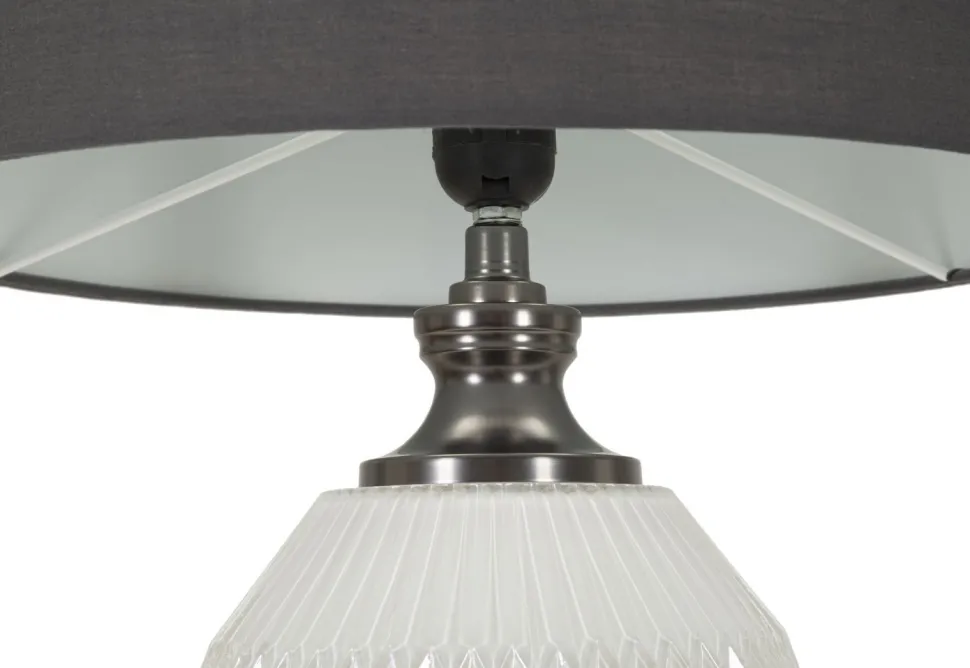Lampe de table Brighty Verre Blanc abat-jour Velours Gris
