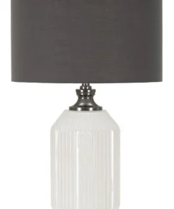 Lampe de table Brighty Verre Blanc abat-jour Velours Gris