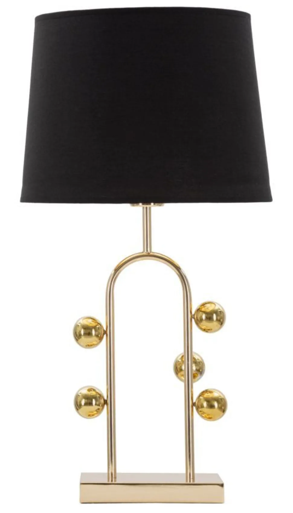 Lampe de table Bubble métal doré abat-jour tissu noir