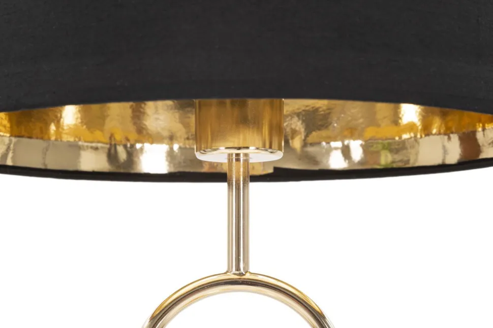 Lampe de table Bubble métal doré abat-jour tissu noir