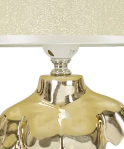 Lampe de table Buste d'homme Céramique Dorée abat-jour Tissu Beige