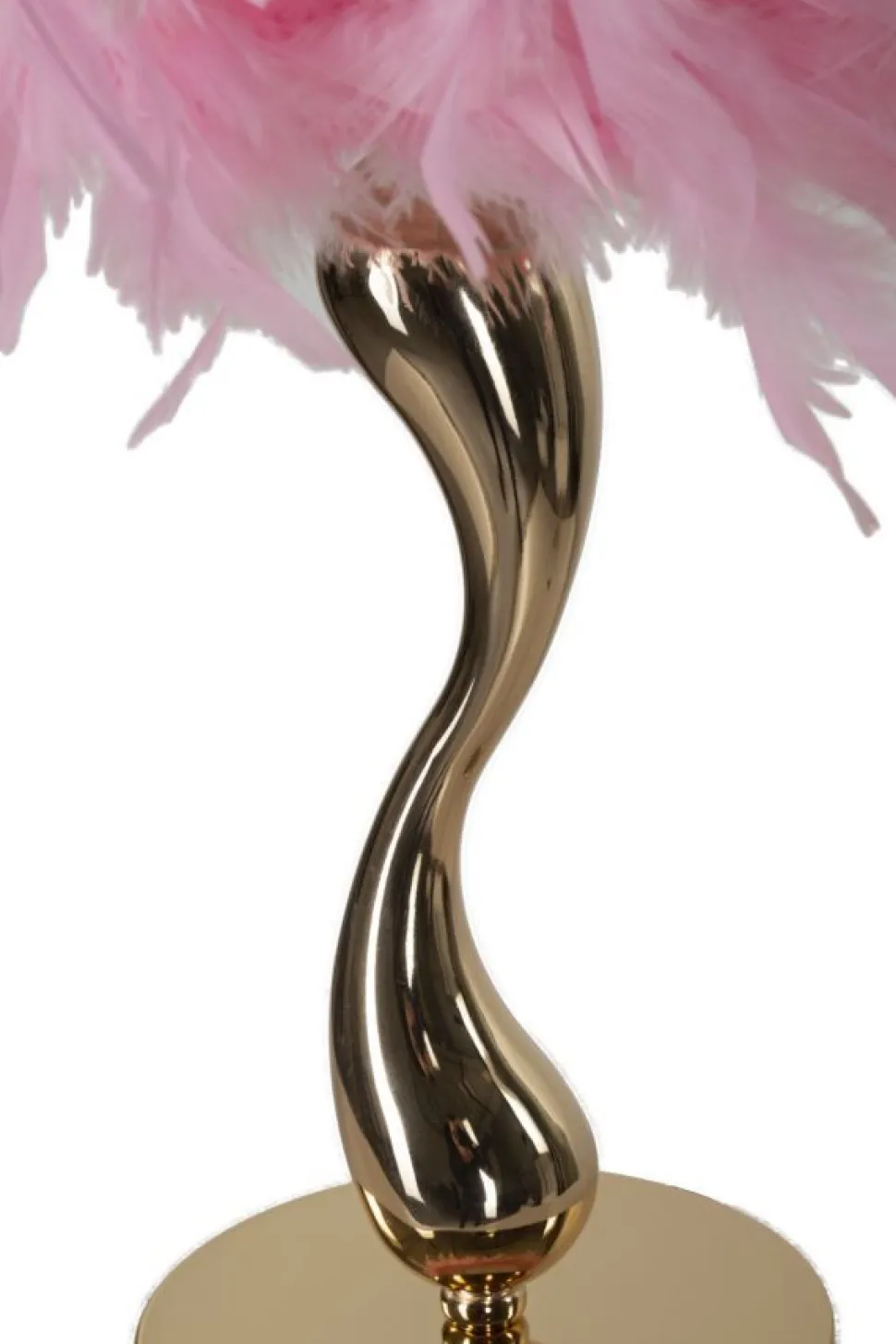 Lampe de table Chariot Métal Doré Abat-jour plumes synthétiques Roses