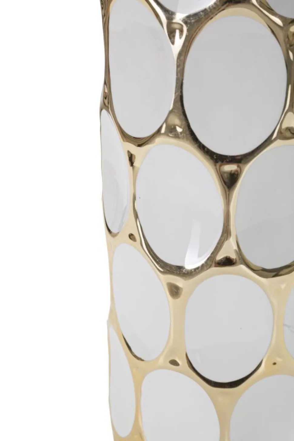 Lampe de table céramique blanche décorations dorées abat-jour tissu blanc