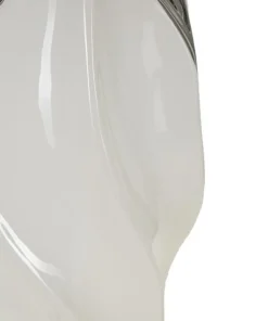 Lampe de table céramique blanche et grise abat-jour tissu blanc