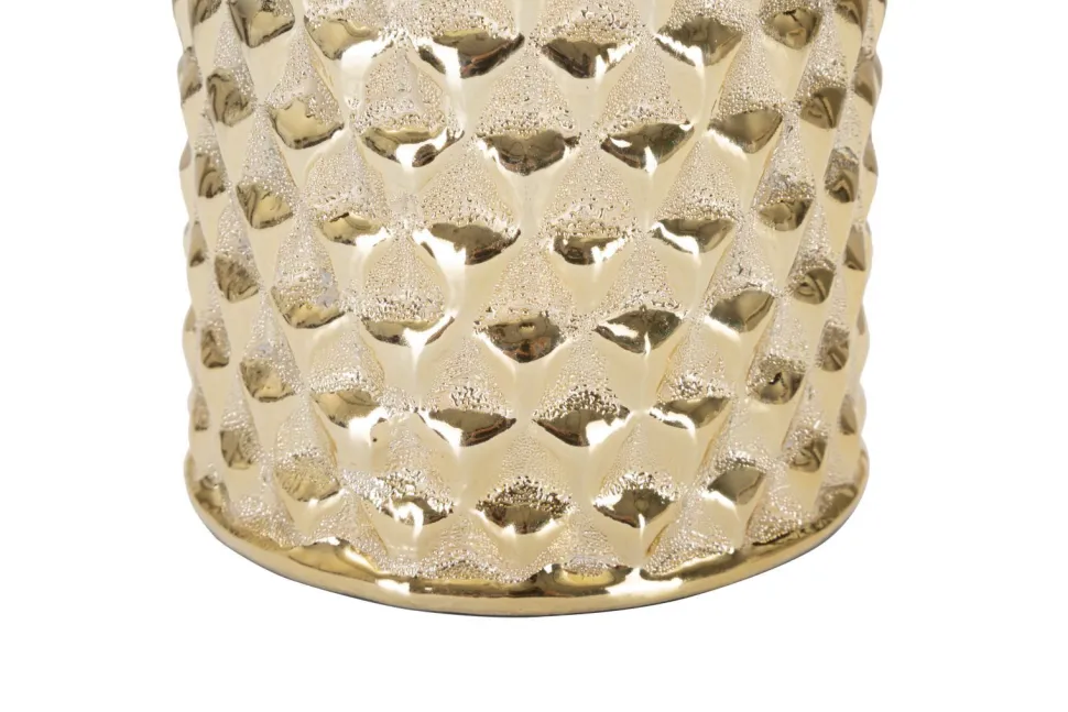 Lampe de table céramique dorée abat-jour tissu blanc