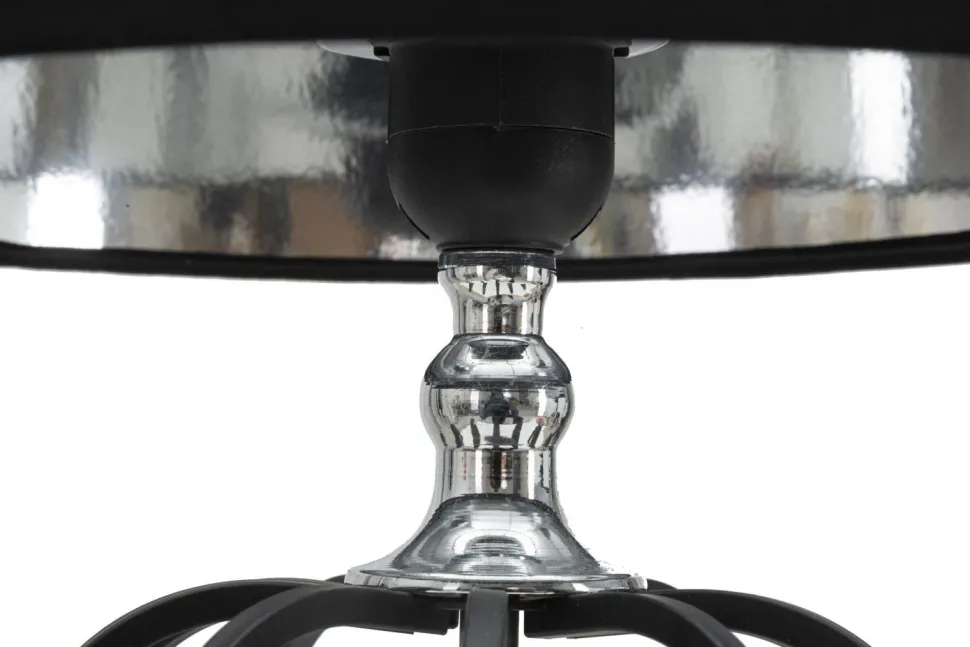 Lampe de table Darky Métal Noir abat-jour Tissu Noir décorations Métalliques Argentées