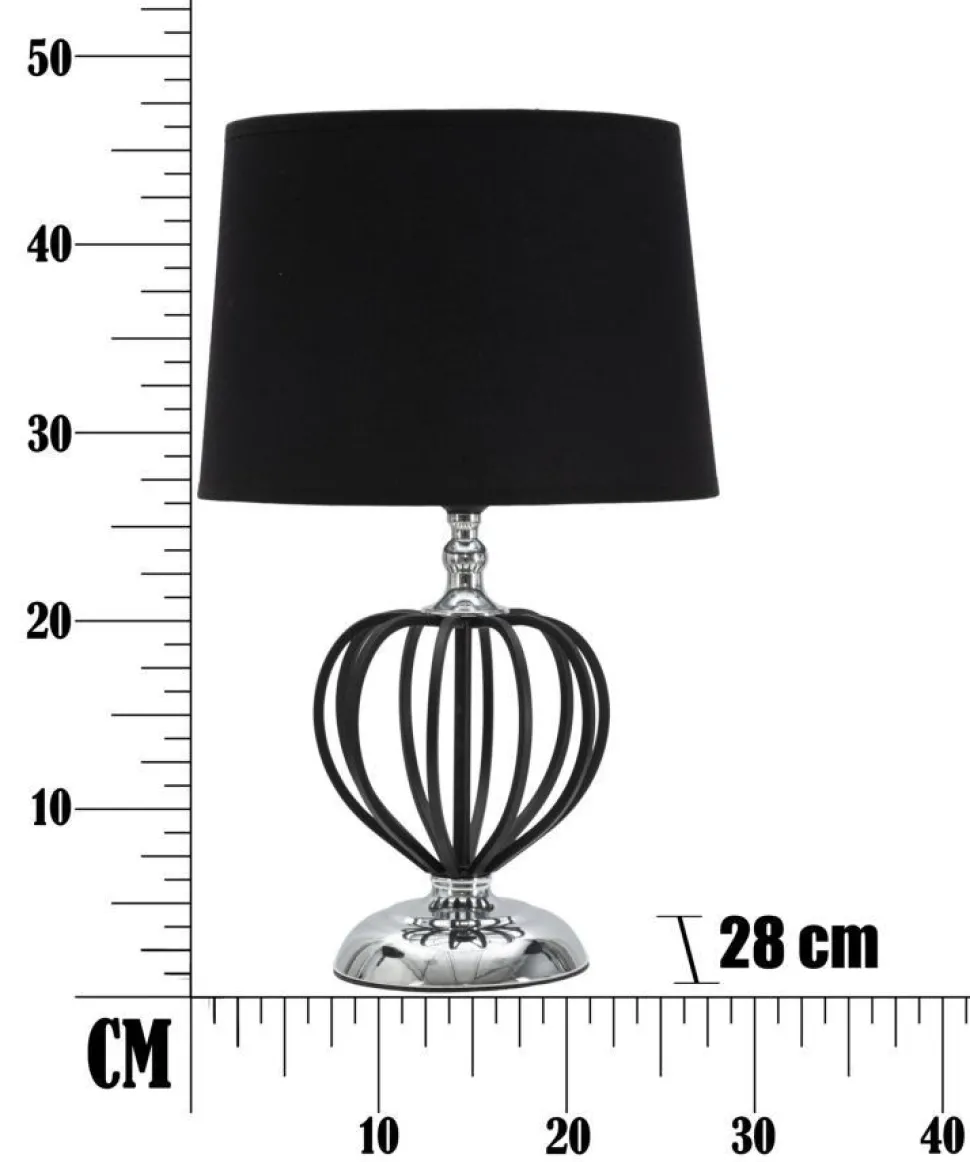 Lampe de table Darky Métal Noir abat-jour Tissu Noir décorations Métalliques Argentées