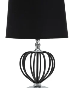 Lampe de table Darky Métal Noir abat-jour Tissu Noir décorations Métalliques Argentées