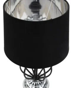 Lampe de table Darky Métal Noir abat-jour Tissu Noir décorations Métalliques Argentées