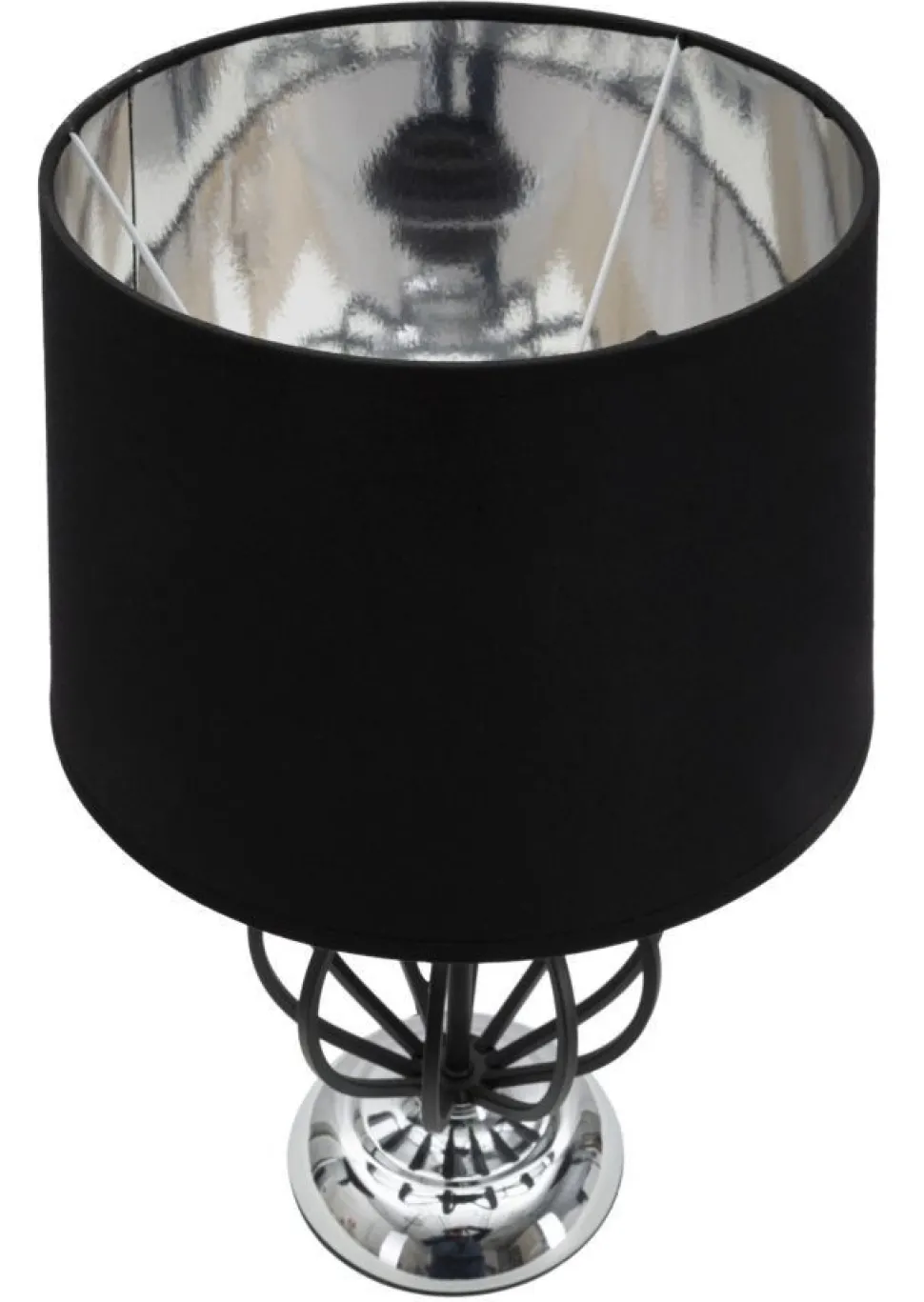 Lampe de table Darky Métal Noir abat-jour Tissu Noir décorations Métalliques Argentées
