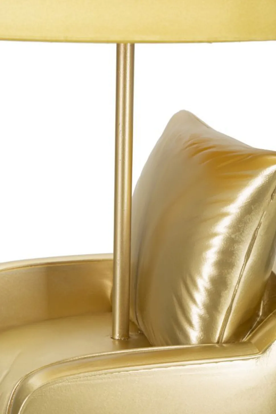 Lampe de table design années 70 polyrésine dorée abat-jour tissu Ocre Jaune