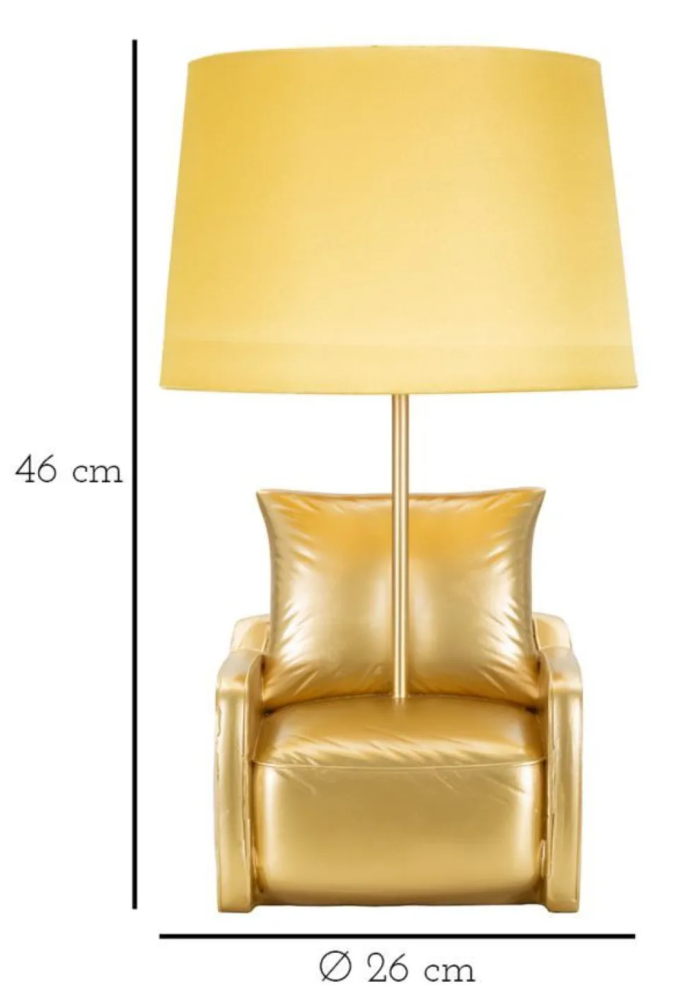 Lampe de table design années 70 polyrésine dorée abat-jour tissu Ocre Jaune