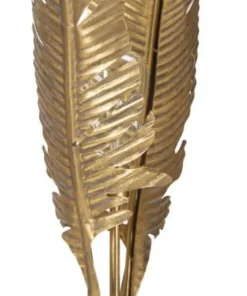 Lampe de table design feuilles de palmier en métal doré base ronde