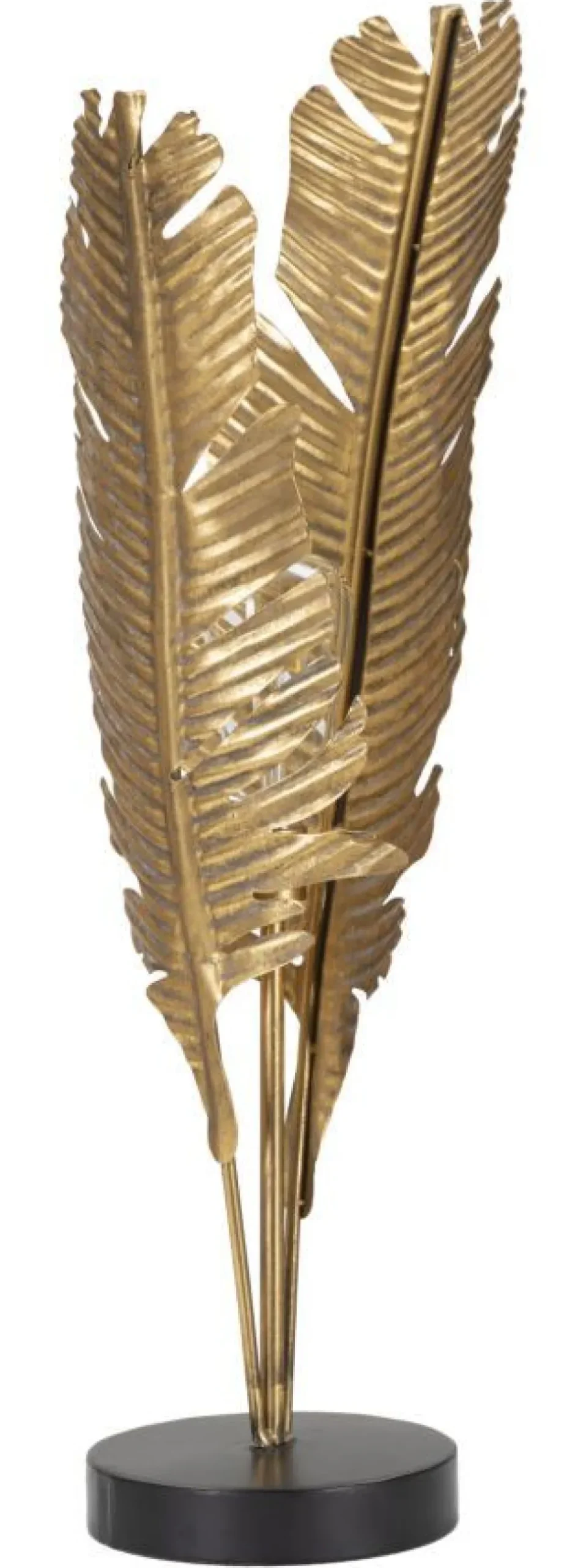 Lampe de table design feuilles de palmier en métal doré base ronde