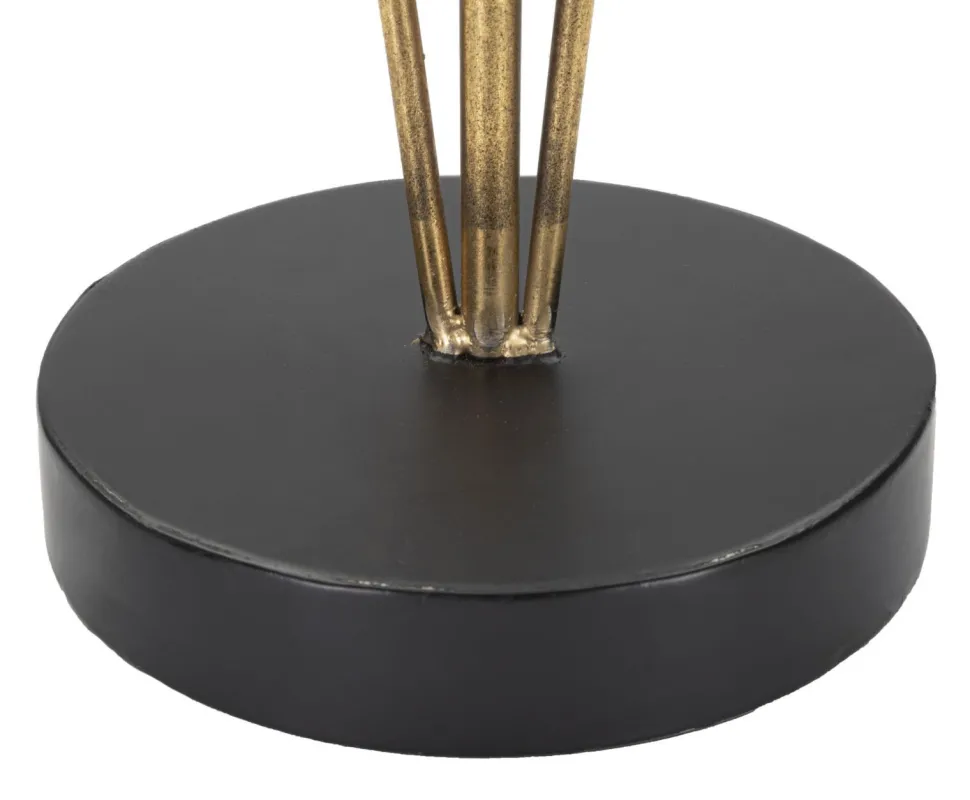 Lampe de table design feuilles de palmier en métal doré base ronde