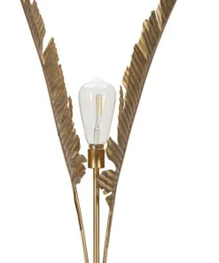 Lampe de table design feuilles de palmier en métal doré base ronde