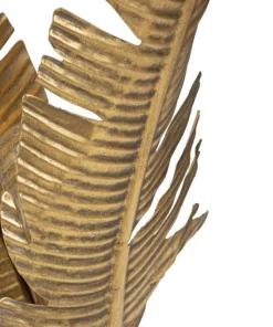 Lampe de table design feuilles de palmier en métal doré base ronde