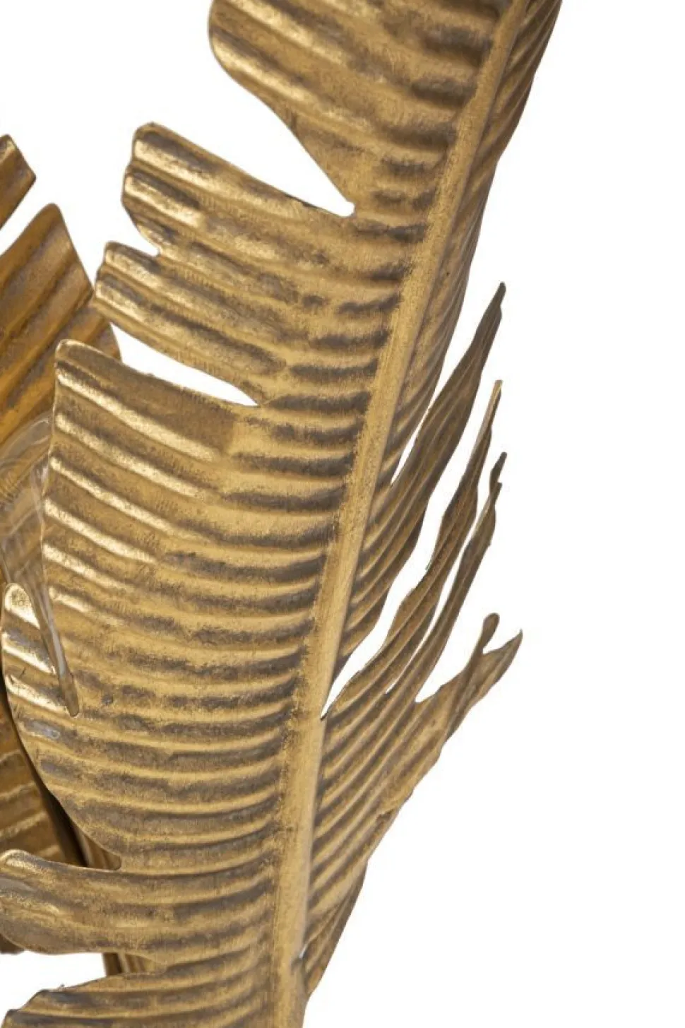 Lampe de table design feuilles de palmier en métal doré base ronde