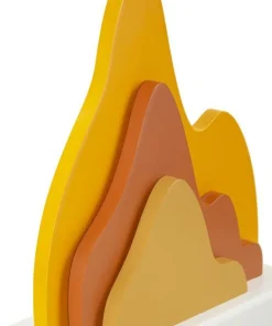 Lampe de table design flamme M.D.F Blanc abat-jour Tissu Jaune / Orange