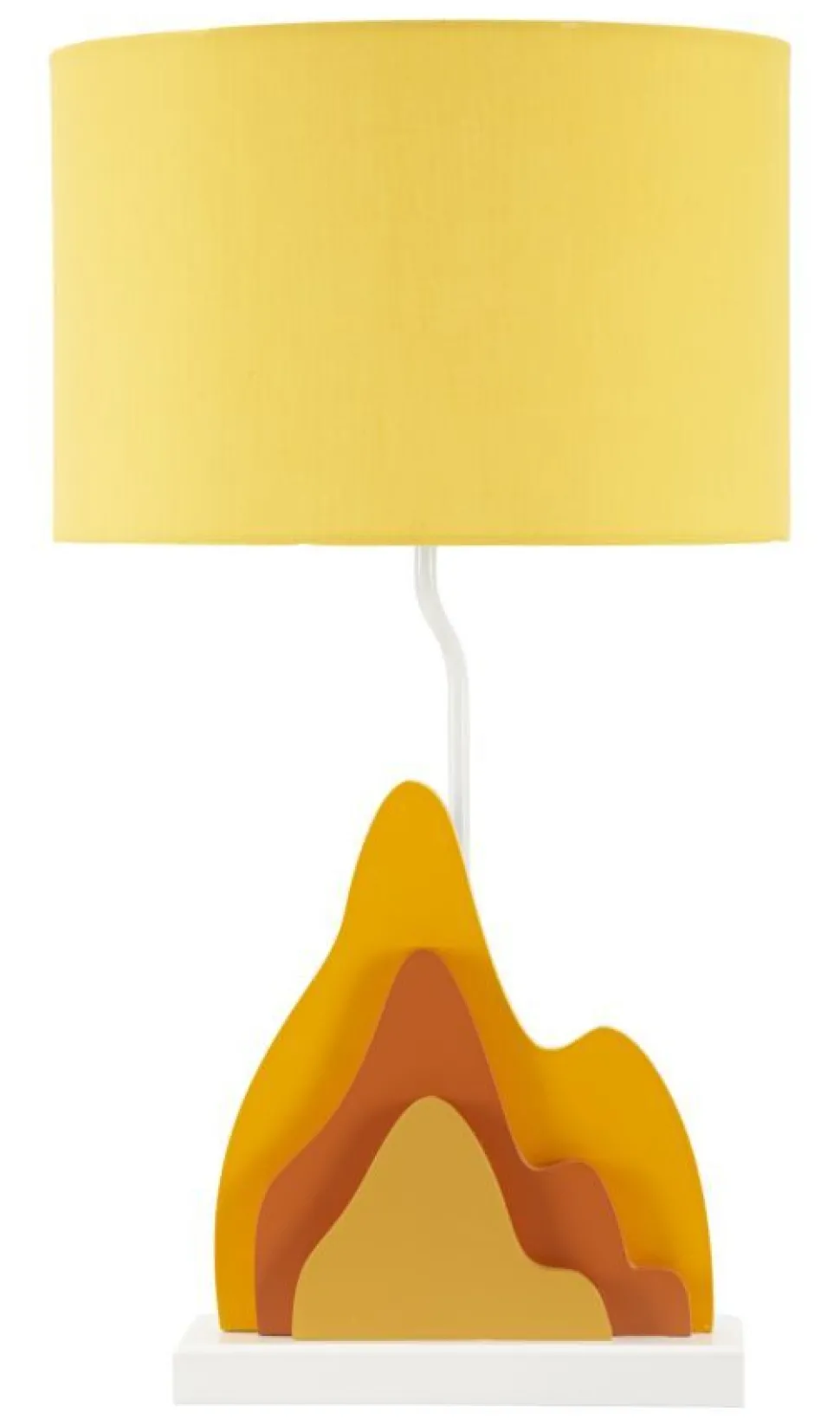 Lampe de table design flamme M.D.F Blanc abat-jour Tissu Jaune / Orange