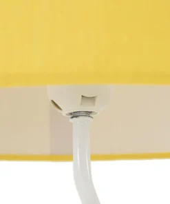 Lampe de table design flamme M.D.F Blanc abat-jour Tissu Jaune / Orange
